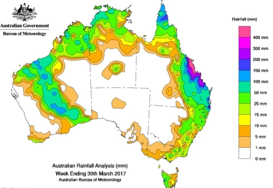 BOM rainfall 31 Mar