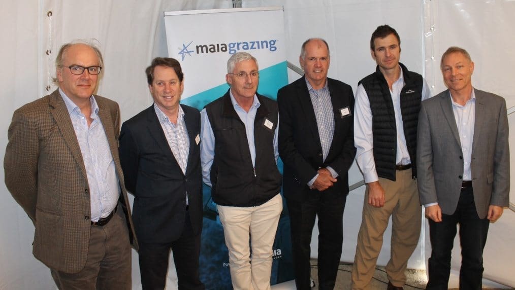 Guest speakers at Thursday's Armidale ag-tech seminar included from left, Maia Technology's Alasdair MacLeod, Agersens' Ian Reilly, Pastures from Space's Simon Abbott, AFI's Mick Keogh, Maia's Bart Davidson and Peter Richardson.