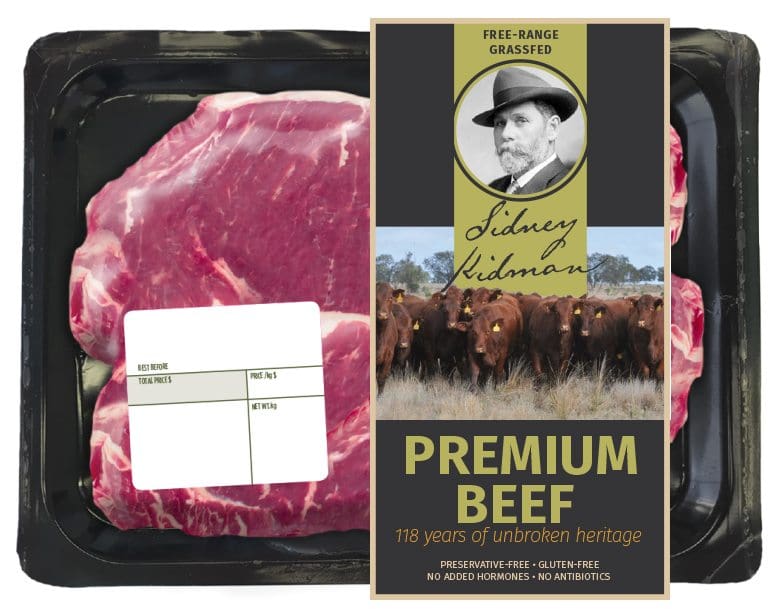 Beef Central's concept of how a Kidman branded beef prodcut might look in VSP form on retail shelves. Click on image for a larger view. Graphic: Naomi Wynn.