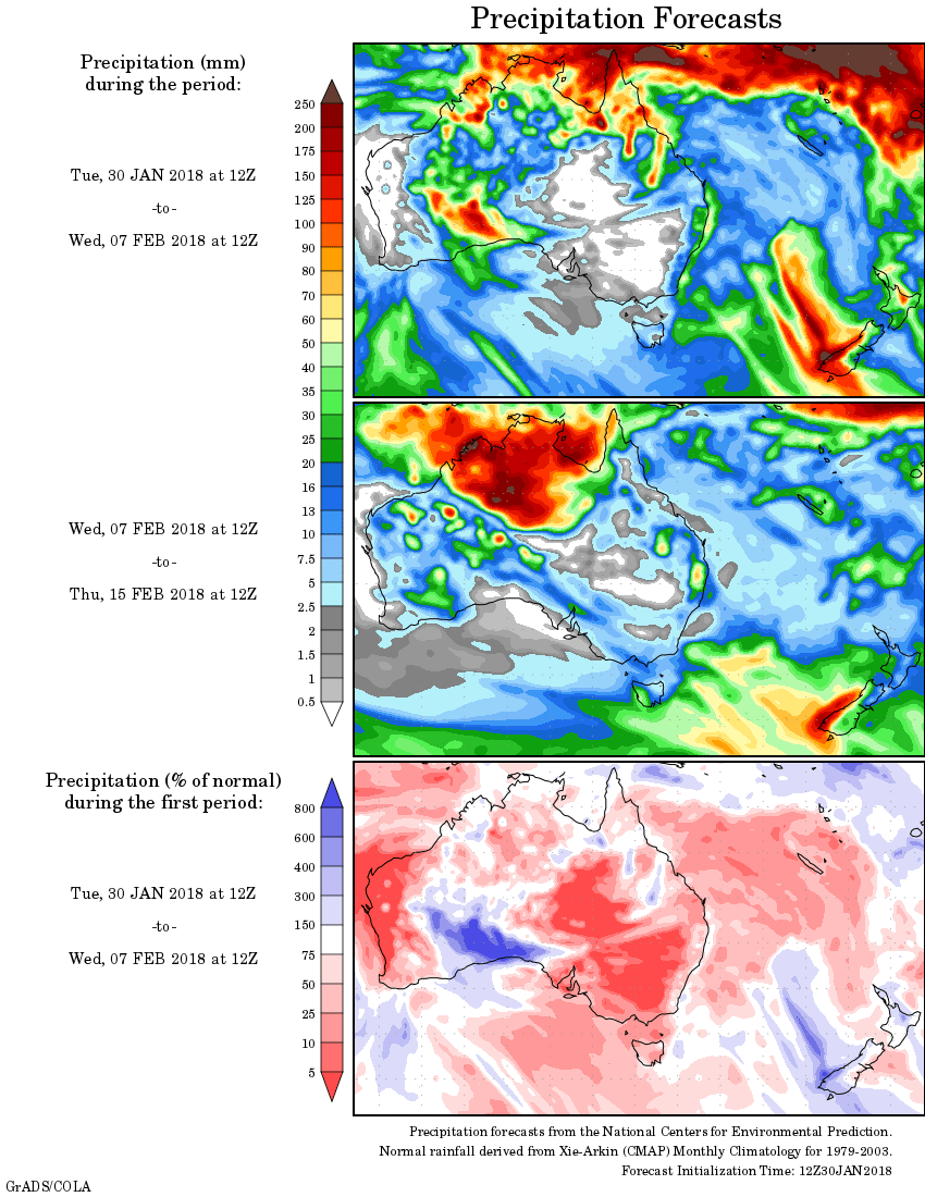 Weekly Rainfall Wrap 14 Day Outlook 31 Jan 2018 Sheep Central