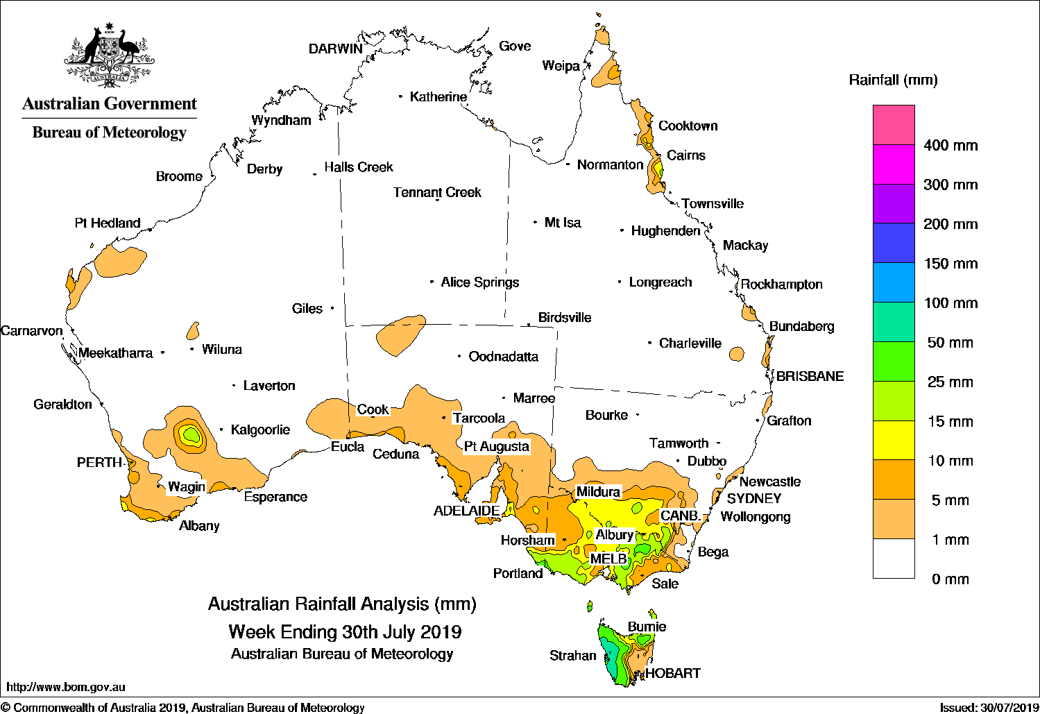 Rainfall Chart Australia