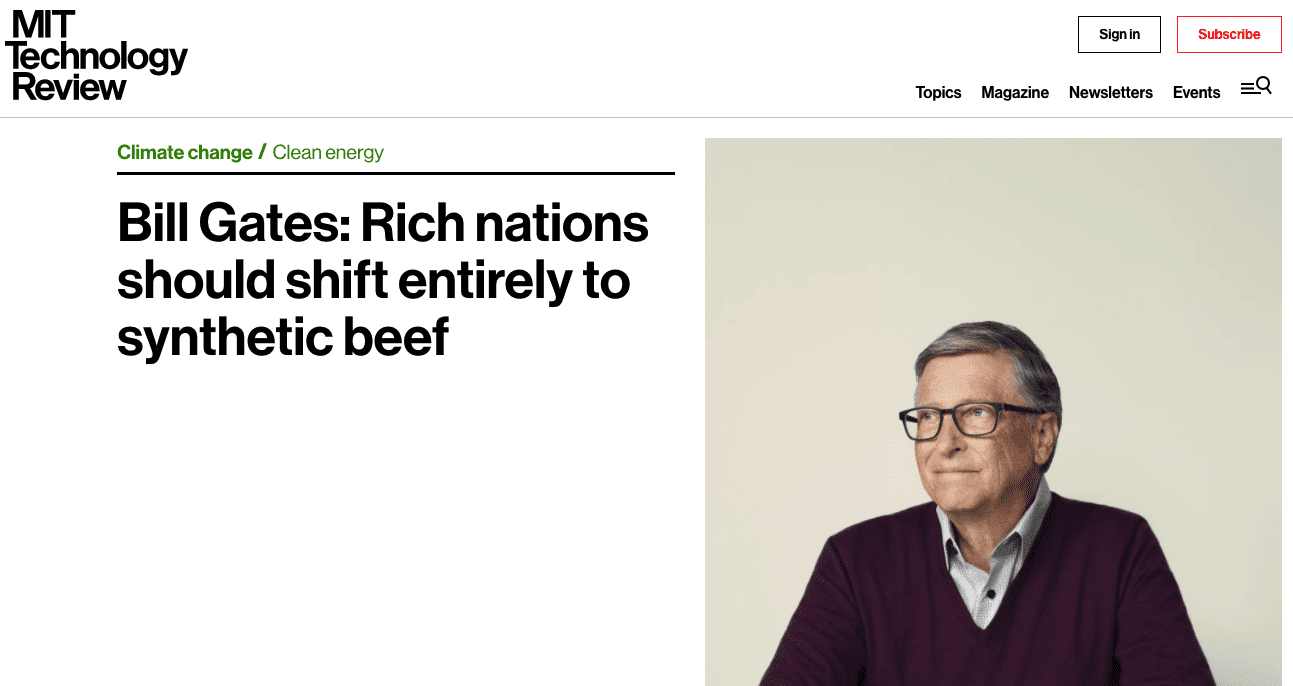 Synthetic meat Bill Gates calls for rich countries to shift entirely to synthetic meat - Beef Central